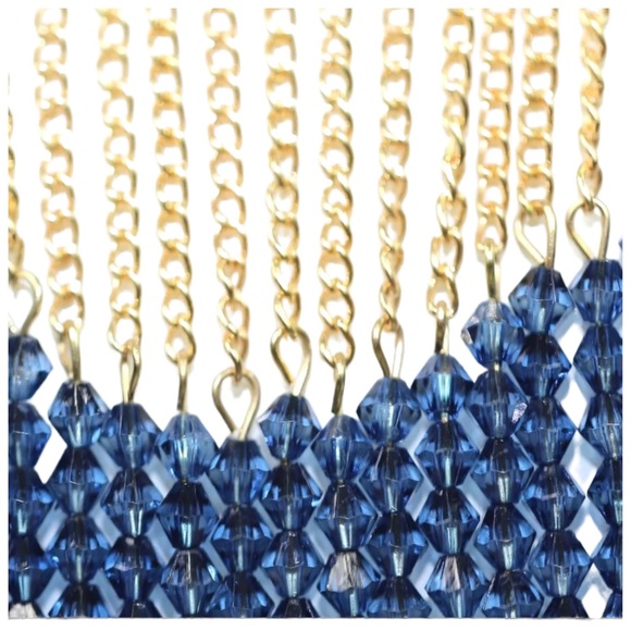 🎁 Two Tone Handmade Fringe Crystal Necklace - Picture 4 of 16